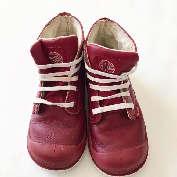 Palladium red leather boots EUC size 9 - Picture 4 of 8